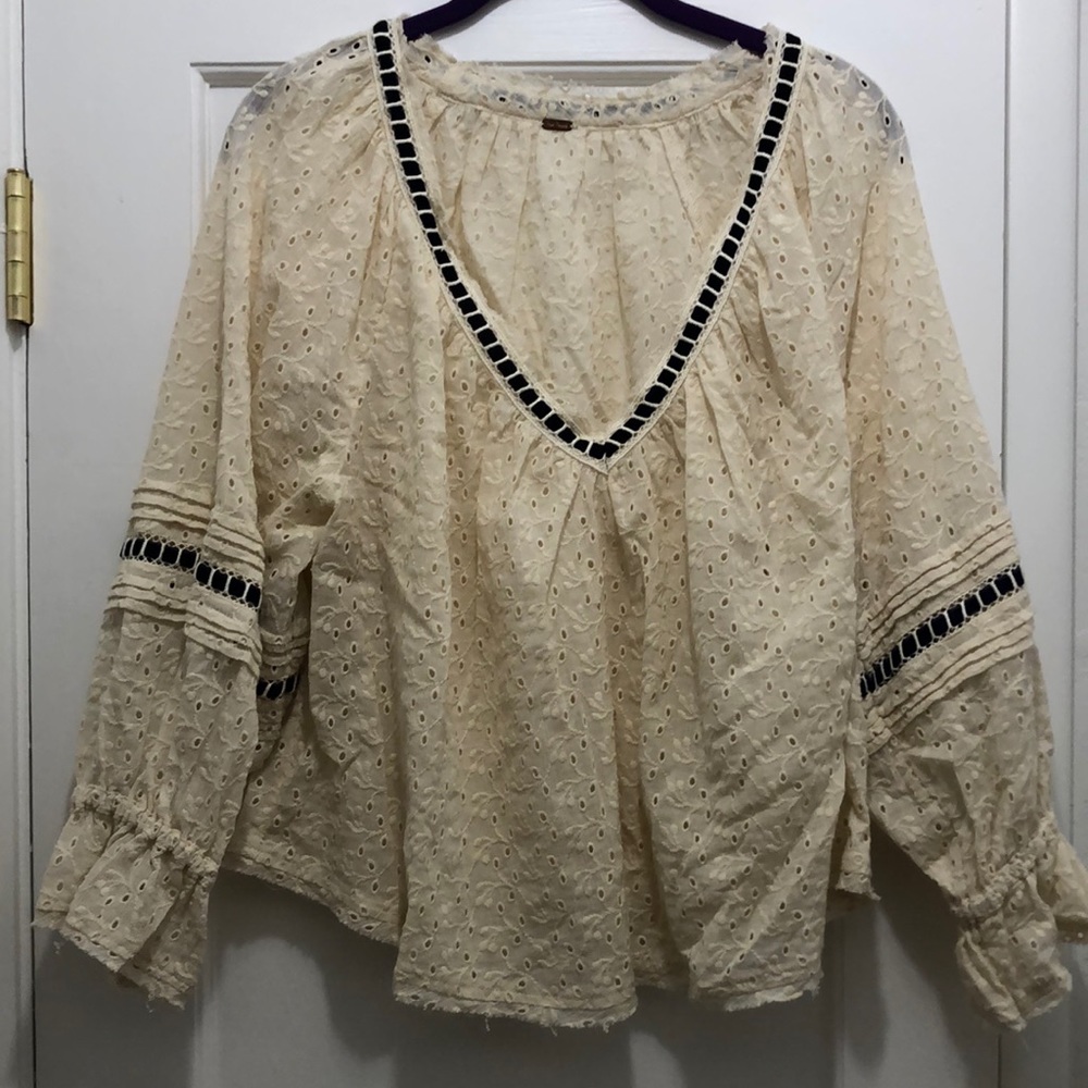 Free People eyelet peasant top